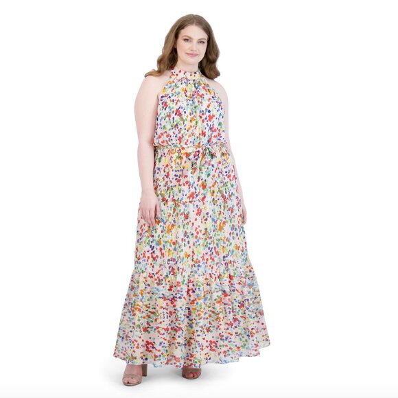 JULIA JORDAN MOCK NECK HALTER DRESS: Size 14W - Picture 5 of 14